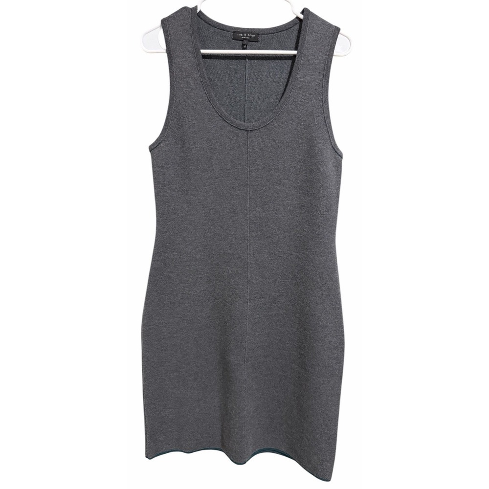 Rag & Bone Andee Merino Wool Sleeveless Sweater Dress Gray/Teal Size Large